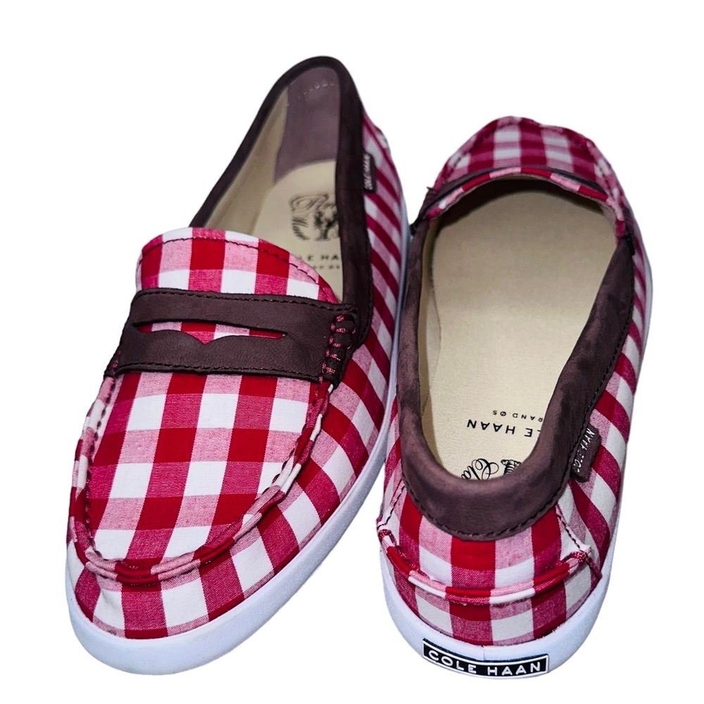 COLE HAAN - Maine Pinch Weekender in Red and White Gingham Check, size9, EUC - Picture 5 of 8